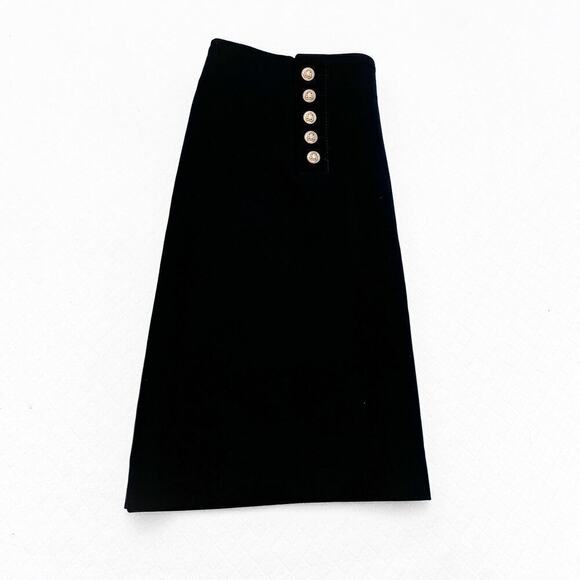 Gerald Darel Front Embellished Button Black Pencil Skirt Size 40 Paris - Picture 5 of 5